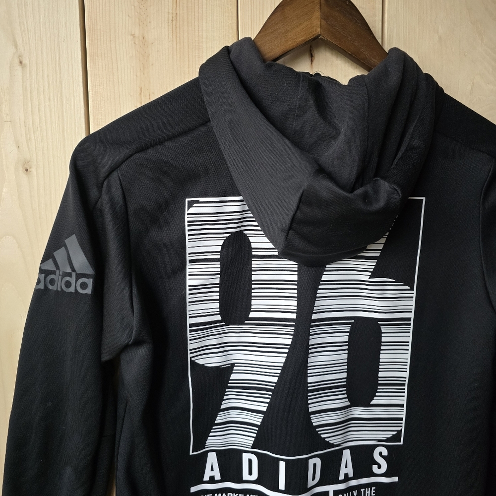 Adidas Zip Up Hooded Jacket Sweater Black Womens Small - Picture 7 of 8